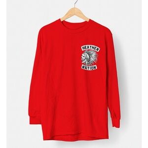 🎅 3/$15 SALE Heathen Nation Mens Red Long Sleeve Graphic Tee L